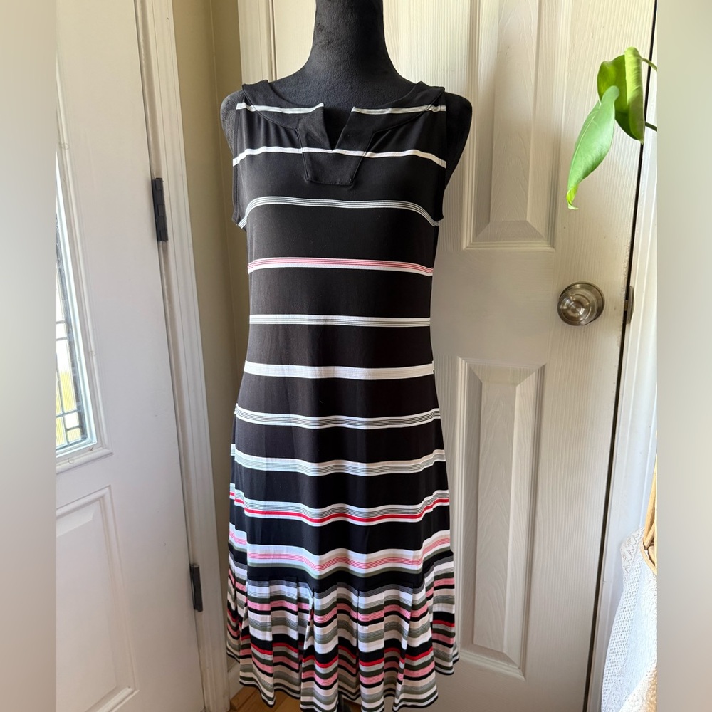 Like New. White House | Black Market. Striped Sleeveless Dress - Black and Pink